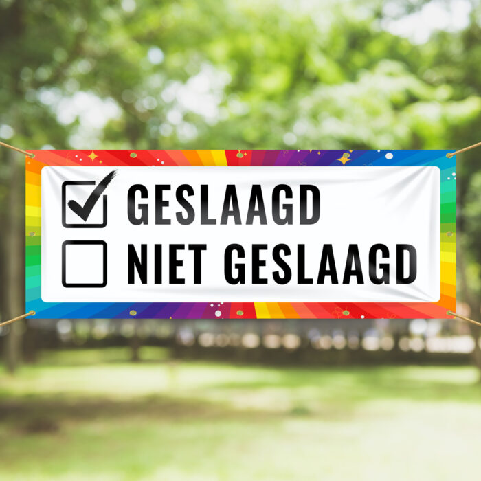Spandoek Geslaagd vinkje niet geslaagd