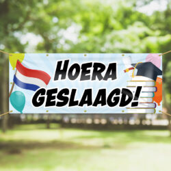 Spandoek Hoera Geslaagd vlag boeken