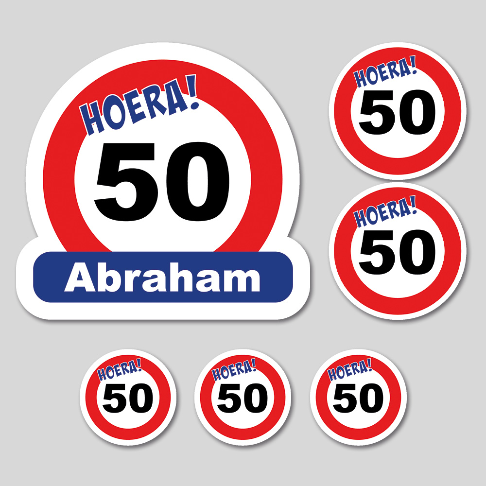 Inhoud Raamsticker feestpakket Abraham 50 jaar