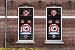 Inhoud Raamsticker feestpakket Abraham 50 jaar