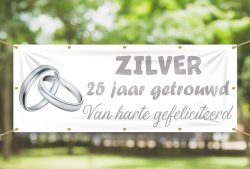 Spandoek 25 jaar getrouwd zilver gefeliciteerd