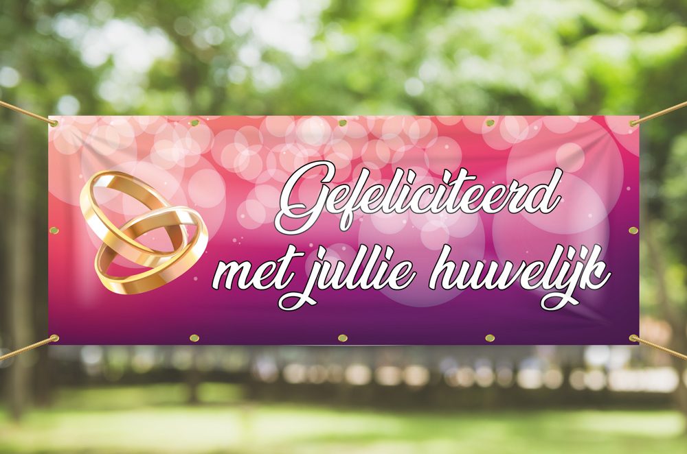 Spandoek Gefeliciteerd met jullie huwelijk – Bruiloft – Trouwerij