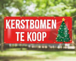 Spandoek Kerstbomen te koop rood