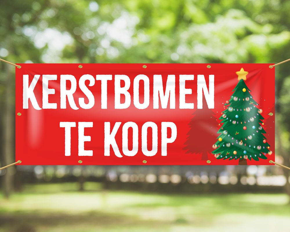 Spandoek Kerstbomen te koop rood